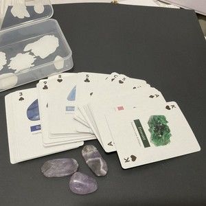 Exquisite Crystal Playing Cards with Three Gemstones and Ornate Plastic Case
